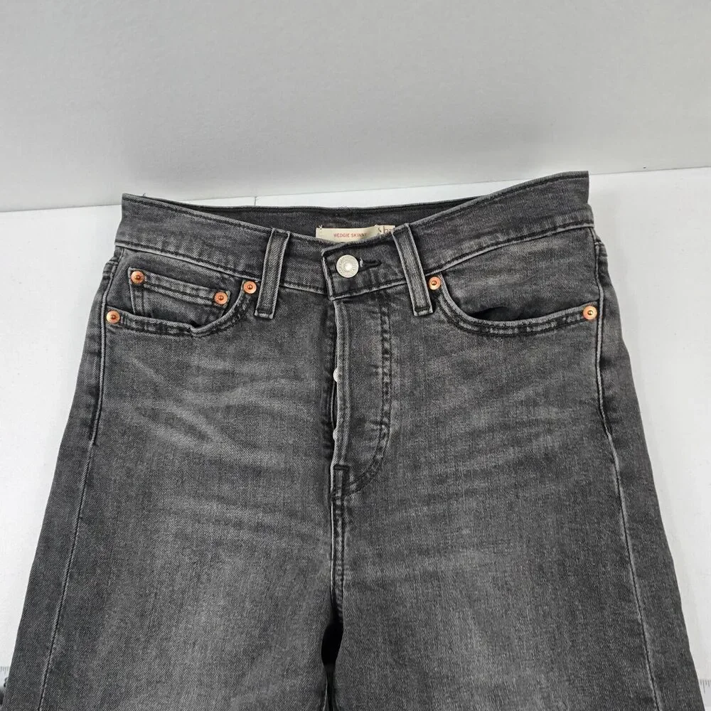 Levi's Wedgie Skinny Jeans Women's 27 Gray‎ High Rise Stretch Denim 4337 - Picture 2 of 14